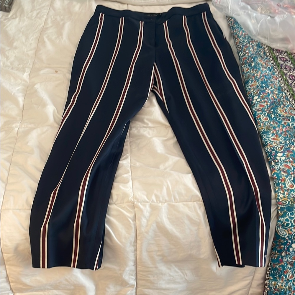 Ted Baker Navy Striped Wide-Leg Pants